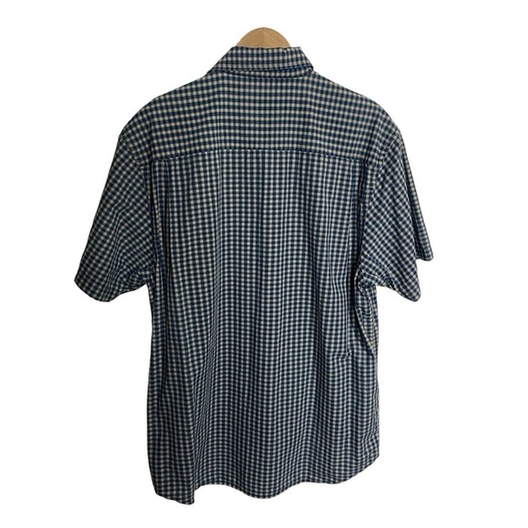 Nautica Jeans Short Sleeve Blue/Grey Gingham Print Button-Down - Picture 3 of 6